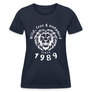 35. Geburtstag Wild, free & untamed since 1989 - Frauen Funktions-T-Shirt - Navy - Vorne - AI Model Female 172 light (172cm)