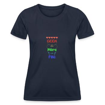 Geek de mère en fille - T-shirt sport Femme - bleu marine - Devant - AI Model Female 172 light (172cm)