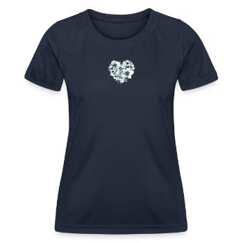 Muttertagsherz mit grauen Blüten - Frauen Funktions-T-Shirt - Navy - Vorne - AI Model Female 172 light (172cm)