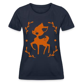 Rehkitz - Zootier - Tierfreund - Naturschutz - Frauen Funktions-T-Shirt - Navy - Vorne - AI Model Female 172 light (172cm)