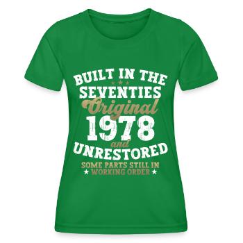 Built in the seventies 1978 44th birthday men - Women's Functional T-Shirt - kelly green - Front - AI Model Female 172 dark (172cm)