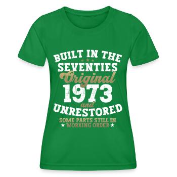 Built in the seventies 1973 49th birthday men - Women's Functional T-Shirt - kelly green - Front - AI Model Female 172 dark (172cm)