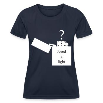 Feuerzeug - Bild mit Schriftzug - Frauen Funktions-T-Shirt - Navy - Vorne - AI Model Female 172 light (172cm)
