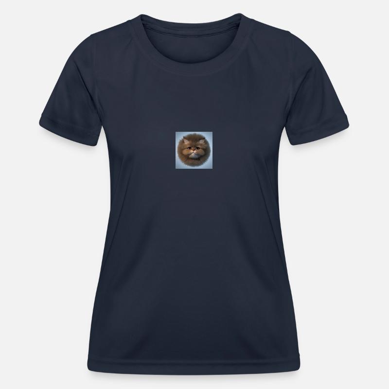 Fluffy Cat - Women's Functional T-Shirt - navy