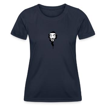 GUY FAWKES - Frauen Funktions-T-Shirt - Navy - Vorne - AI Model Female 172 light (172cm)