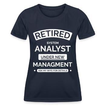 Retired Systems Analyst - Women's Functional T-Shirt - navy - Front - AI Model Female 172 light (172cm)