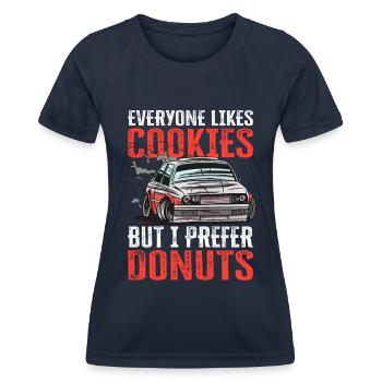 Car Drifting Racing Racecar Motorsport Skid Marks - Frauen Funktions-T-Shirt - Navy - Vorne - AI Model Female 172 light (172cm)