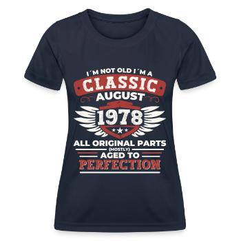 Born in 1978 Classic Birthday Gift August - Women's Functional T-Shirt - navy - Front - AI Model Female 172 light (172cm)