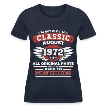 Born in 1972 Classic Birthday Gift August - Women's Functional T-Shirt - navy - Front - AI Model Female 172 light (172cm)