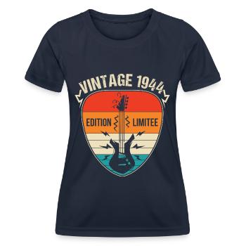 Vintage 1944 médiator guitare cadeau guitariste - T-shirt sport Femme - bleu marine - Devant - AI Model Female 172 light (172cm)