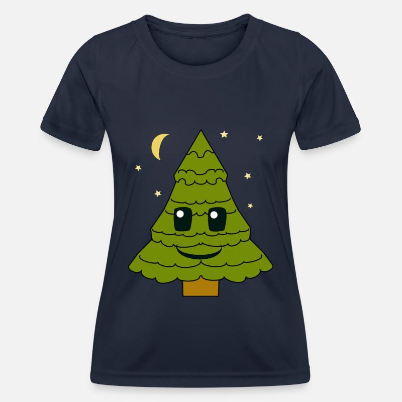 fir tree, fir tree, starry sky, moon, night, forest - Women's Functional T-Shirt - navy