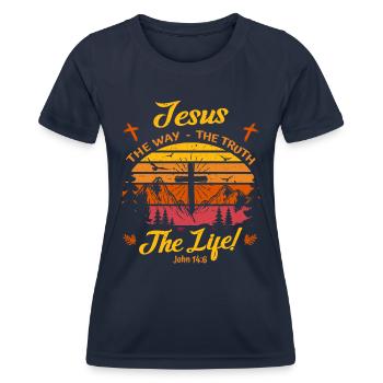 Jesus - The Way - The Truth - The life - Christian - Women's Functional T-Shirt - navy - Front - AI Model Female 172 light (172cm)