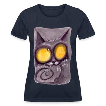 Serial Cat 15 - T-shirt sport Femme - bleu marine - Devant - AI Model Female 172 light (172cm)