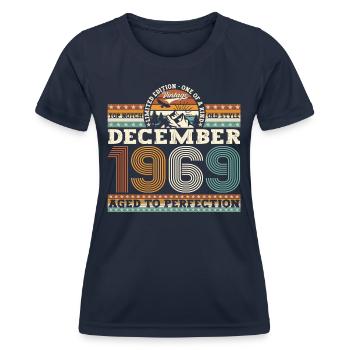 Born December 1969 53rd birthday gift - Women's Functional T-Shirt - navy - Front - AI Model Female 172 light (172cm)