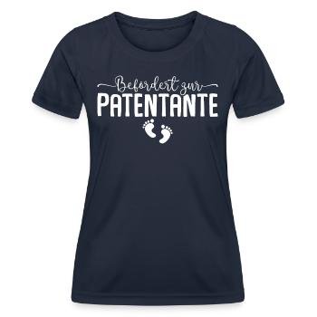 Patentante Schwangerschaftsverkündung Babyparty - Frauen Funktions-T-Shirt - Navy - Vorne - AI Model Female 172 light (172cm)