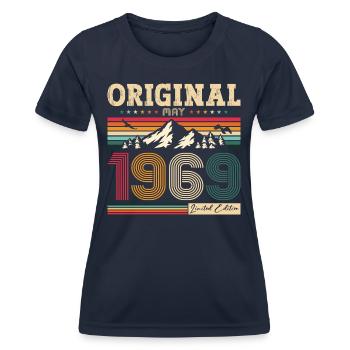 Original Mai 1969 Millésime 1969 Anniversaire 1969 - T-shirt sport Femme - bleu marine - Devant - AI Model Female 172 light (172cm)