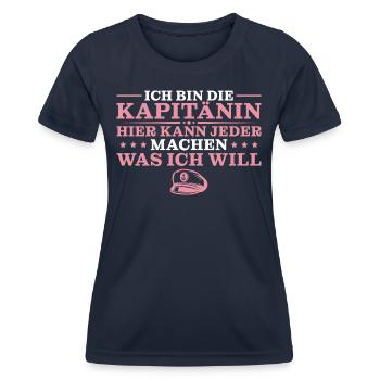 Seglerin Humor Bootsfahrerin Kapitänin - Frauen Funktions-T-Shirt - Navy - Vorne - AI Model Female 172 light (172cm)