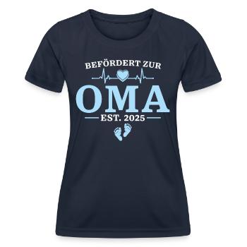 Oma est. 2025 Babyparty Geschenk - Frauen Funktions-T-Shirt - Navy - Vorne - AI Model Female 172 light (172cm)