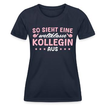 Beste Kollegin Weltklasse Arbeitskollegin - Frauen Funktions-T-Shirt - Navy - Vorne - AI Model Female 172 light (172cm)