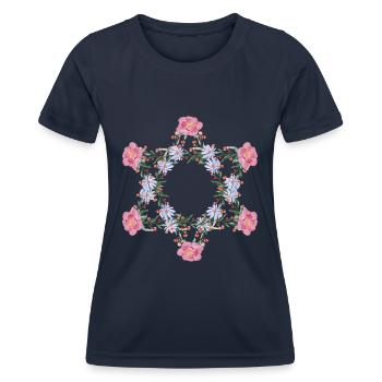 Jewish Star of David Flowers - Women's Functional T-Shirt - navy - Front - AI Model Female 172 light (172cm)