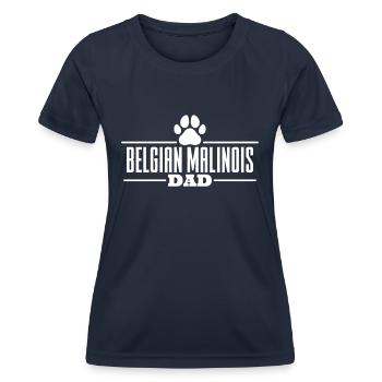Belgian Malinois Dad - Frauen Funktions-T-Shirt - Navy - Vorne - AI Model Female 172 light (172cm)