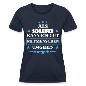 Traiter les autres êtres humains comme des broyeurs. - T-shirt sport Femme - bleu marine - Devant - AI Model Female 172 light (172cm)