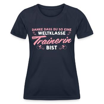 Weltklasse Fußballtrainerin Beste Trainerin - Frauen Funktions-T-Shirt - Navy - Vorne - AI Model Female 172 light (172cm)
