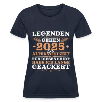 Angehende Rente Lange Geackert Altersteilzeit 2025 - Frauen Funktions-T-Shirt - Navy - Vorne - AI Model Female 172 light (172cm)