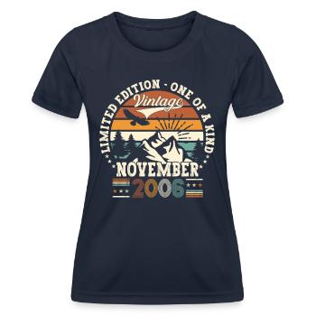 Original November 2006 16th Birthday Gift - Women's Functional T-Shirt - navy - Front - AI Model Female 172 light (172cm)