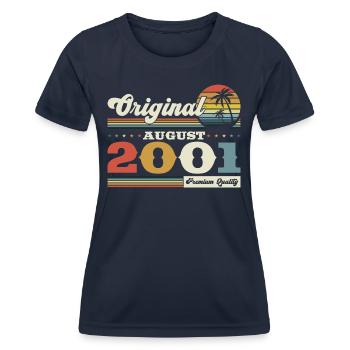 22nd Birthday Man Original August Vintage 2001 - Women's Functional T-Shirt - navy - Front - AI Model Female 172 light (172cm)
