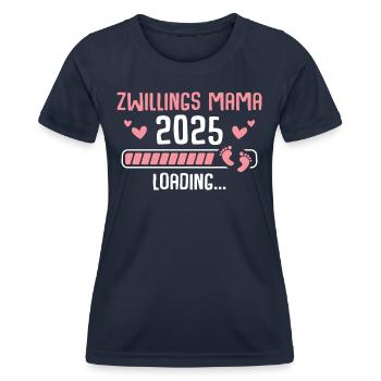 Zwillings Mama 2025 Schwangerschaft verkünden - Frauen Funktions-T-Shirt - Navy - Vorne - AI Model Female 172 light (172cm)