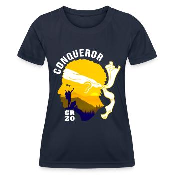 Eroberer GR20 Korsika Wandern - Frauen Funktions-T-Shirt - Navy - Vorne - AI Model Female 172 light (172cm)