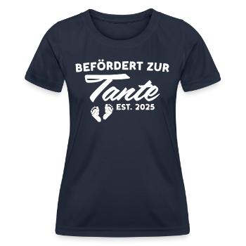 Tante 2025 Schwangerschaft verkünden - Frauen Funktions-T-Shirt - Navy - Vorne - AI Model Female 172 light (172cm)