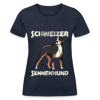 Sennenhund suisse Vintage Retro Tête de chien - T-shirt sport Femme - bleu marine - Devant - AI Model Female 172 light (172cm)