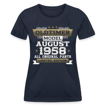65e anniversaire Homme Oldtimer August Vintage 1958 - T-shirt sport Femme - bleu marine - Devant - AI Model Female 172 light (172cm)
