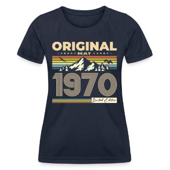 Original 1970 Jahrgang 1970 54. Geburtstag 1970 - Frauen Funktions-T-Shirt - Navy - Vorne - AI Model Female 172 light (172cm)
