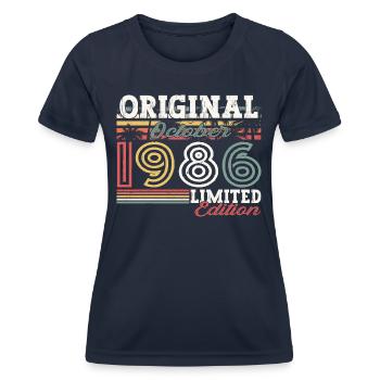 Original October 1986 36th Birthday Gift Cool - Women's Functional T-Shirt - navy - Front - AI Model Female 172 light (172cm)
