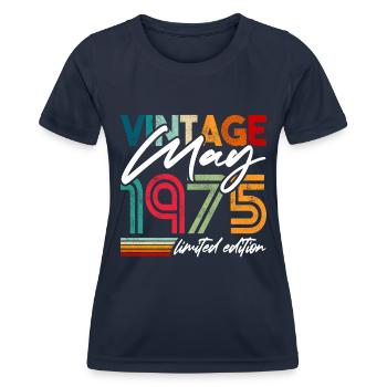 Millésime né mai 1975 Anniversaire mai 1975 - T-shirt sport Femme - bleu marine - Devant - AI Model Female 172 light (172cm)