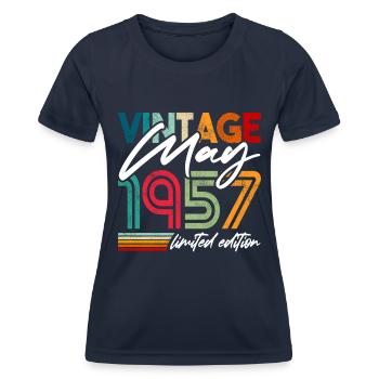 Vintage geboren Mai 1957 Geburtstag Mai 1957 - Frauen Funktions-T-Shirt - Navy - Vorne - AI Model Female 172 light (172cm)