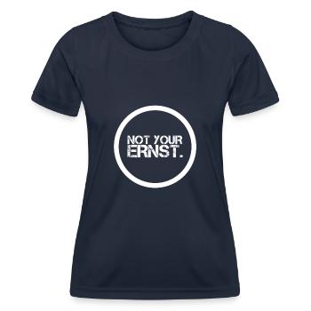 NOT YOUR ERNST nicht dein ernst Denglisch Shirt - Frauen Funktions-T-Shirt - Navy - Vorne - AI Model Female 172 light (172cm)