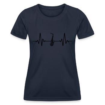 Battements de cœur de saxophone | Couleur changeable - T-shirt sport Femme - bleu marine - Devant - AI Model Female 172 light (172cm)