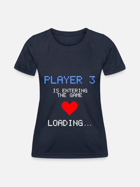 Ankündigung Schwangerschaft Gamer Schwanger Nerd - Frauen Funktions-T-Shirt - Navy