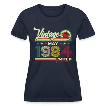 Vintage May 1984 Vintage 1984 Birthday 1984 - Women's Functional T-Shirt - navy - Front - AI Model Female 172 light (172cm)