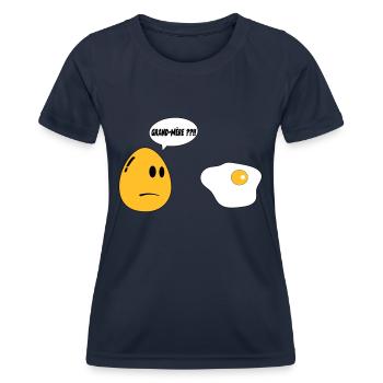 Grand Mère oeuf - T-shirt sport Femme - bleu marine - Devant - AI Model Female 172 light (172cm)