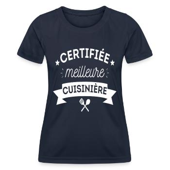 T shirt cuisine humour femme cuisinière cadeau - T-shirt sport Femme - bleu marine - Devant - AI Model Female 172 light (172cm)