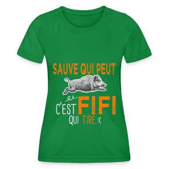 c'est Fifi qui tire Humour Chaseur Philippe - T-shirt sport Femme - vert - Devant - AI Model Female 172 dark (172cm)