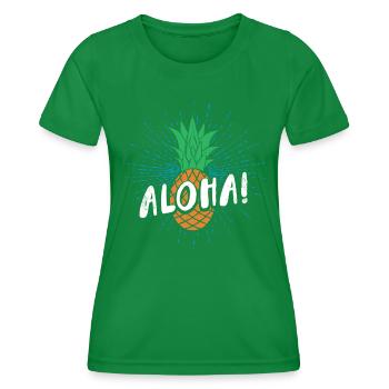 Aloha-ananas-design Für Strandliebhaber Ananas - Frauen Funktions-T-Shirt - Kelly Green - Vorne - AI Model Female 172 dark (172cm)