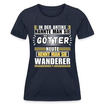 Götter in der Antike. Heute Wanderer - Frauen Funktions-T-Shirt - Navy - Vorne - AI Model Female 172 light (172cm)