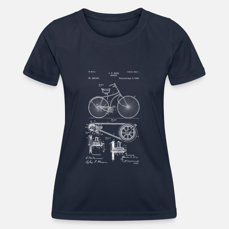 vintage bicycle drawing blueprints - Women's Functional T-Shirt - navy