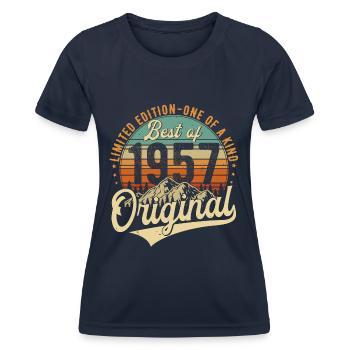 Original 1957 Vintage Anniversaire Rétro - T-shirt sport Femme - bleu marine - Devant - AI Model Female 172 light (172cm)